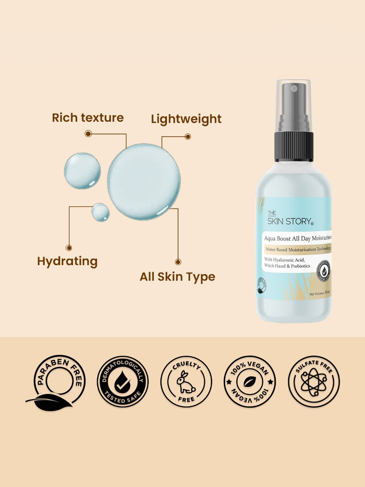 The Skin Story Hyaluronic Acid Aqua Boost All Day Moisturiser - 50 ml