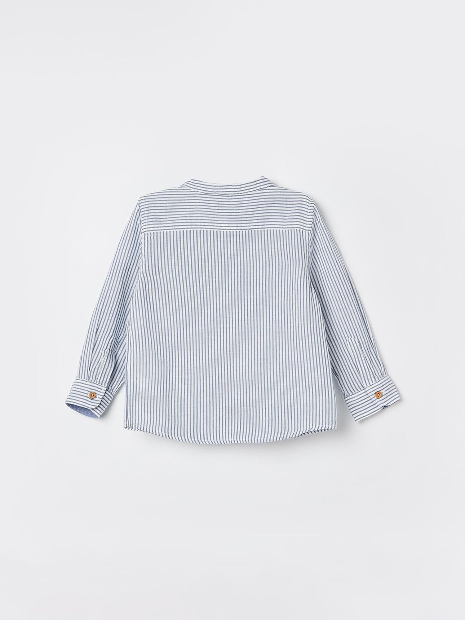 Lifestyle Blue Mandarin Full Sleeve Yarn Dyed Cotton Shirt