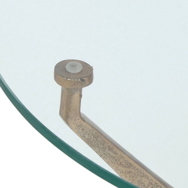 Shaffer Modern Glam Handcrafted Glass Top Aluminum Tripod Coffee Table Raw Brass - Christopher Knight Home