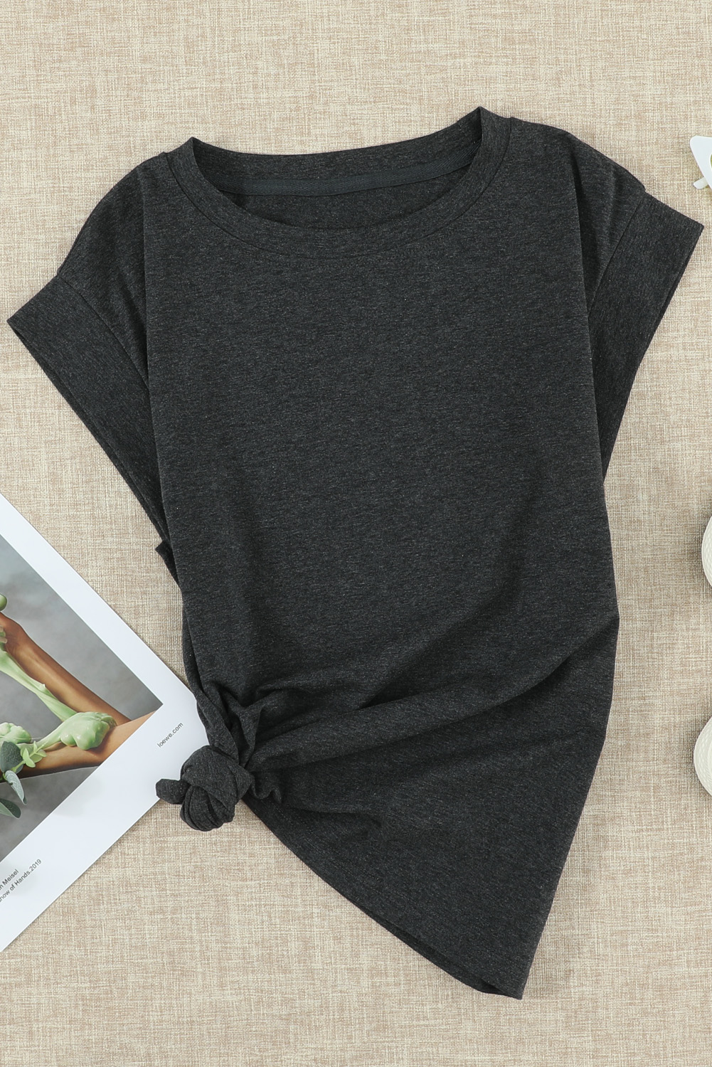 Blank T Shirt - Gray Cotton Blend Round Neck Tee Customized