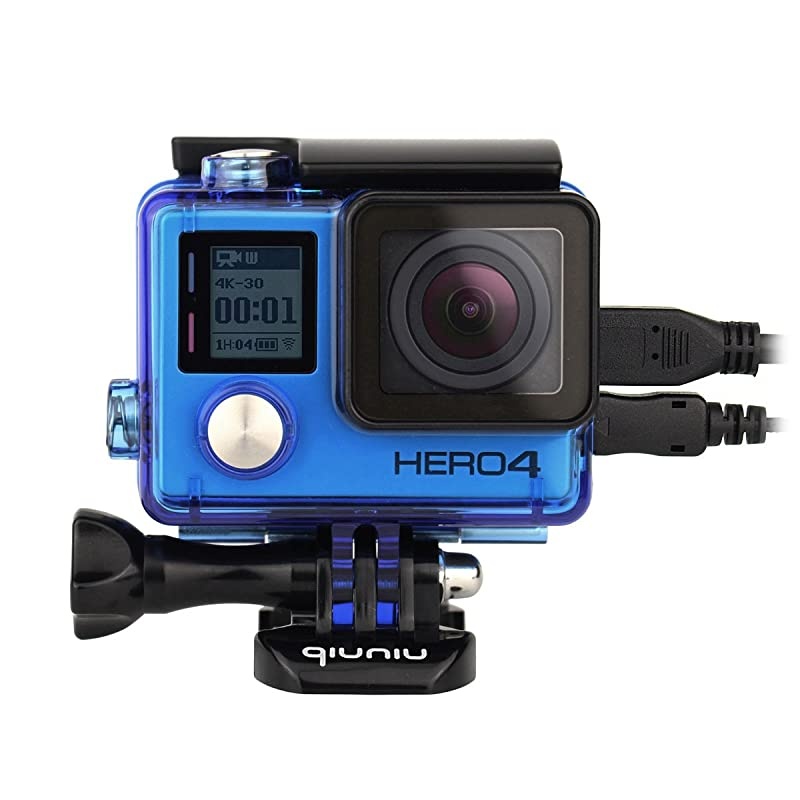 Open Protective Skeleton Housing Case with LCD Touch Backdoor for GoPro Hero 4 GoPro Hero 3 and GoPro Hero 3+ Transparent Blue