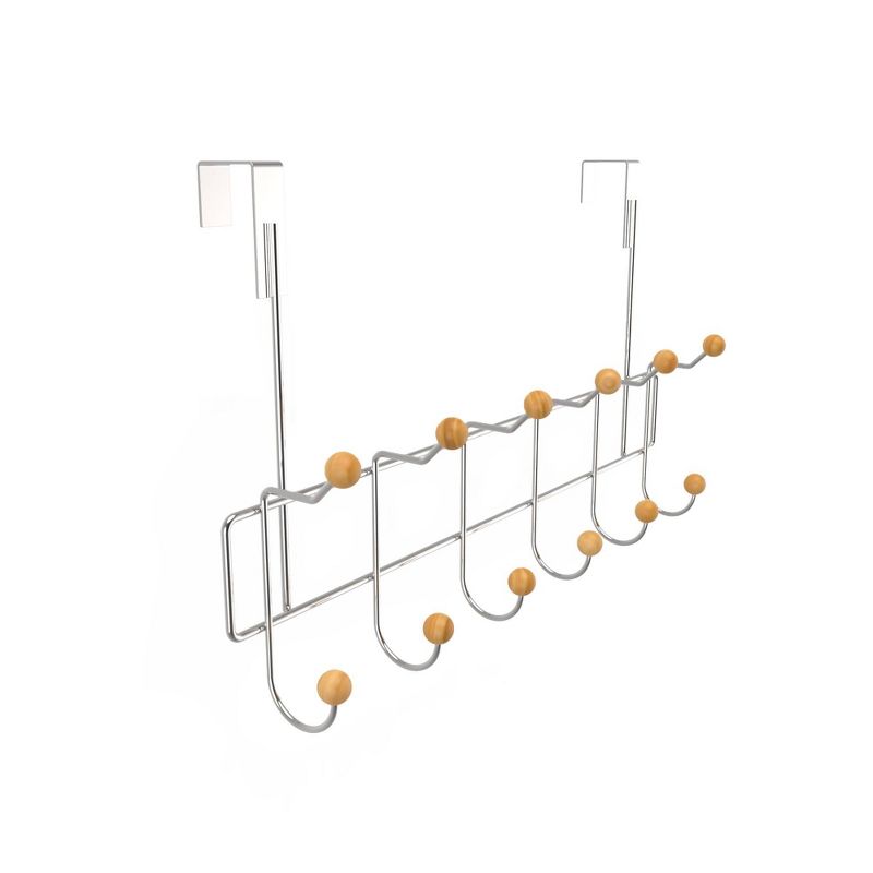 Over the Door Organizer Rack with Six Double Hooks Brown - Hastings Home
