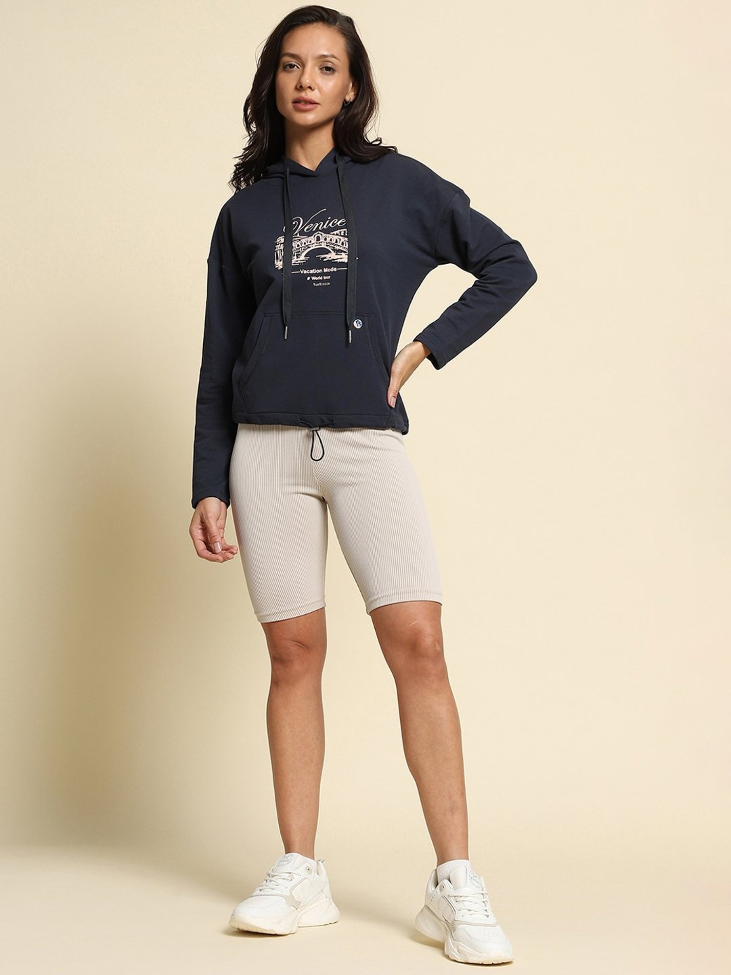Van Heusen Navy Printed Sports Hoodie