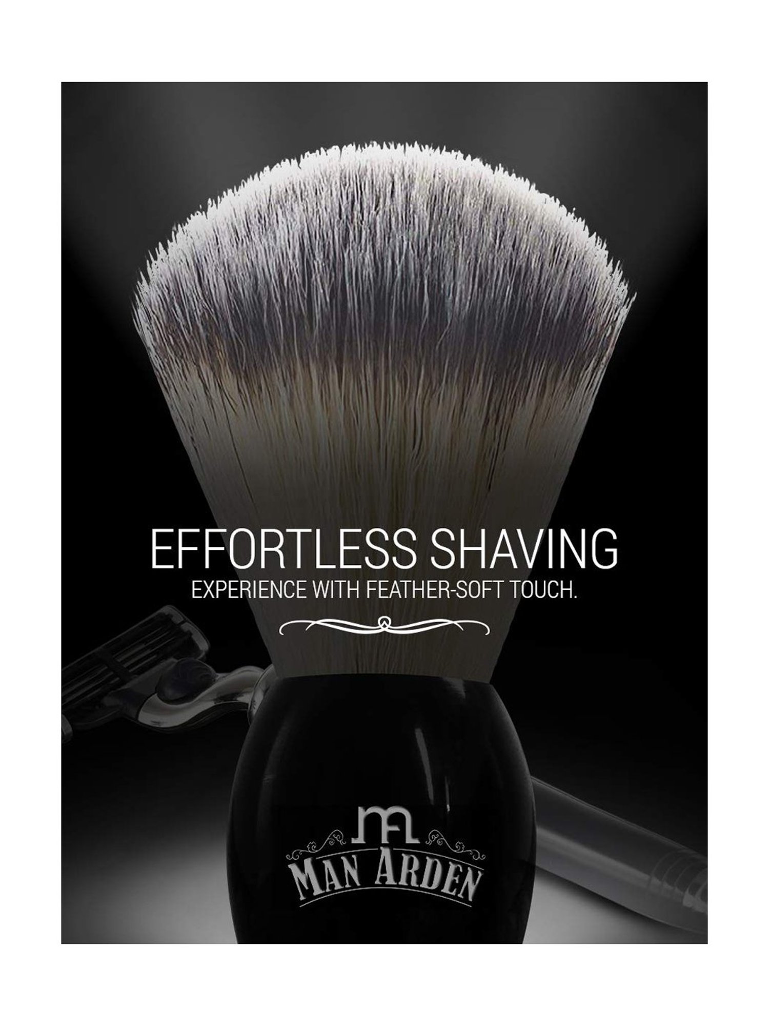 Pink Woolf Soft Synthetic Bristles Shaving Brush for Men Engineered Black Plastic Handle