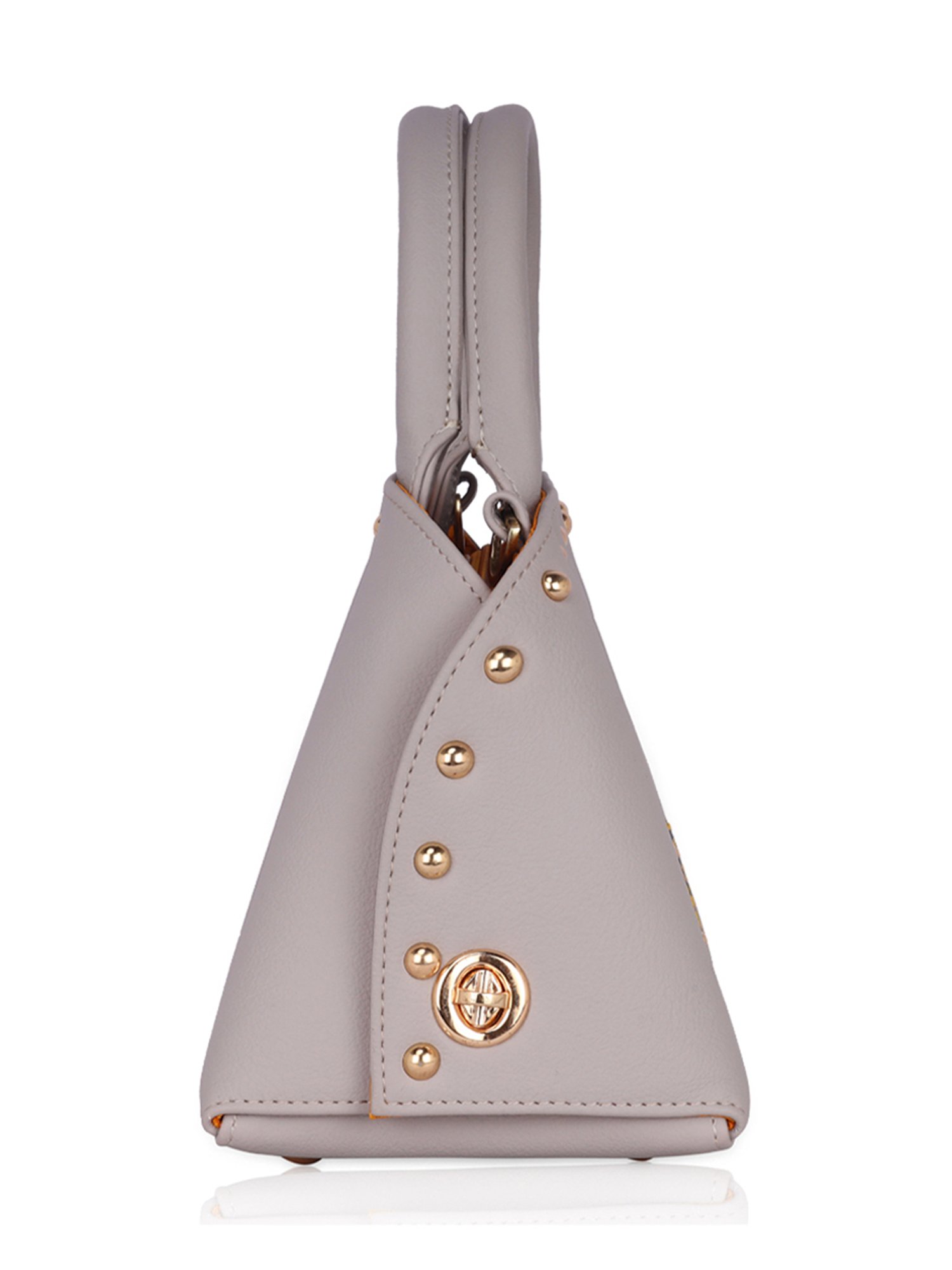 Eume Marigold Light Grey Leather Satchel Handbag