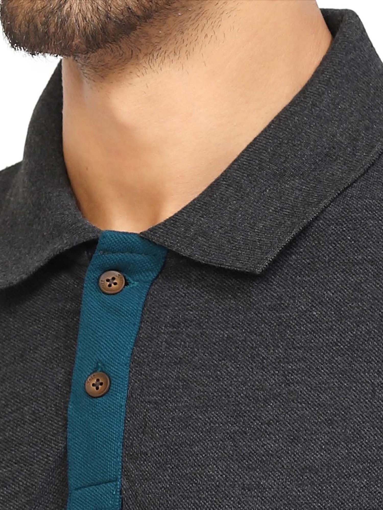 Kalt Dark Grey Regular Fit Polo T-Shirt