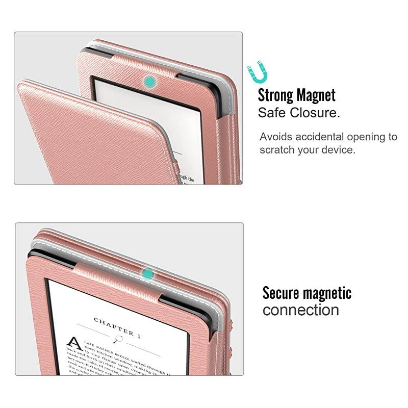 Case Fits Kindle Paperwhite (10th Generation, 2018 Releases), Premium Vertical Flip Cover with Auto Wake/Sleep Compatible for  Kindle Paperwhite 2018 E-Reader - Rose Gold