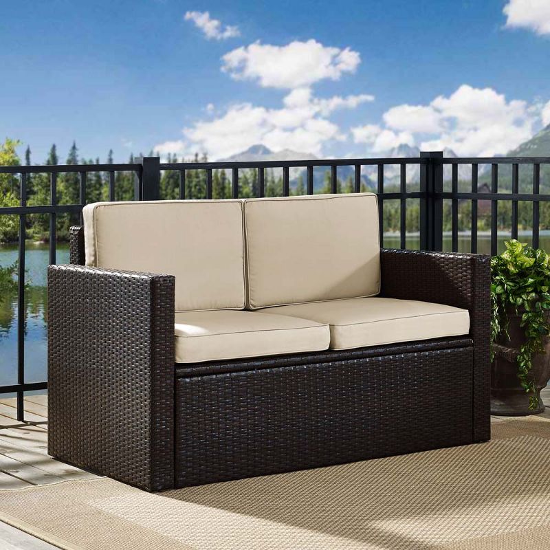 Tahoe Outdoor Three-Seater Sofa - Brown Wicker - Serta