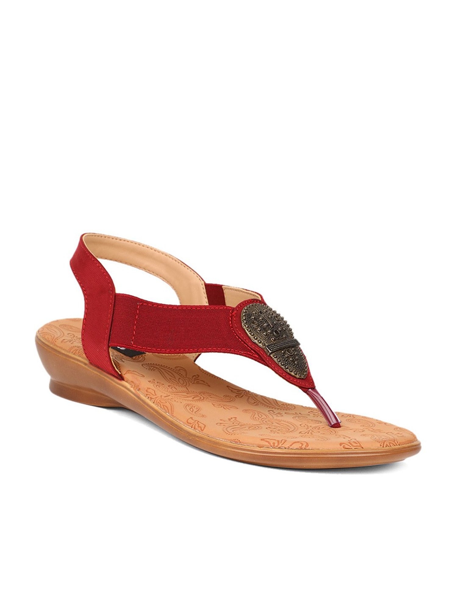 Bata Women's Maroon Sling Back Wedges