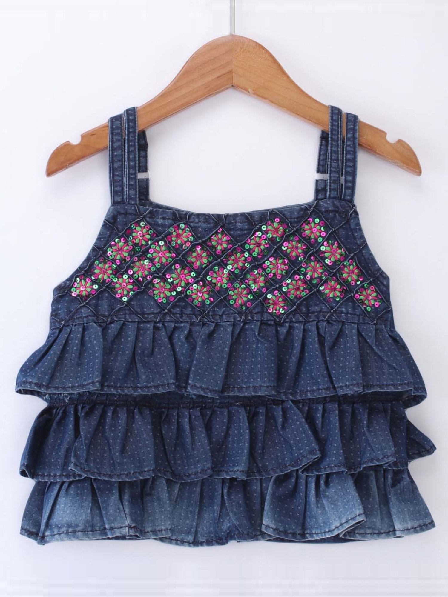 TWISHA Kids Blue & Pink Embroidered Top Set
