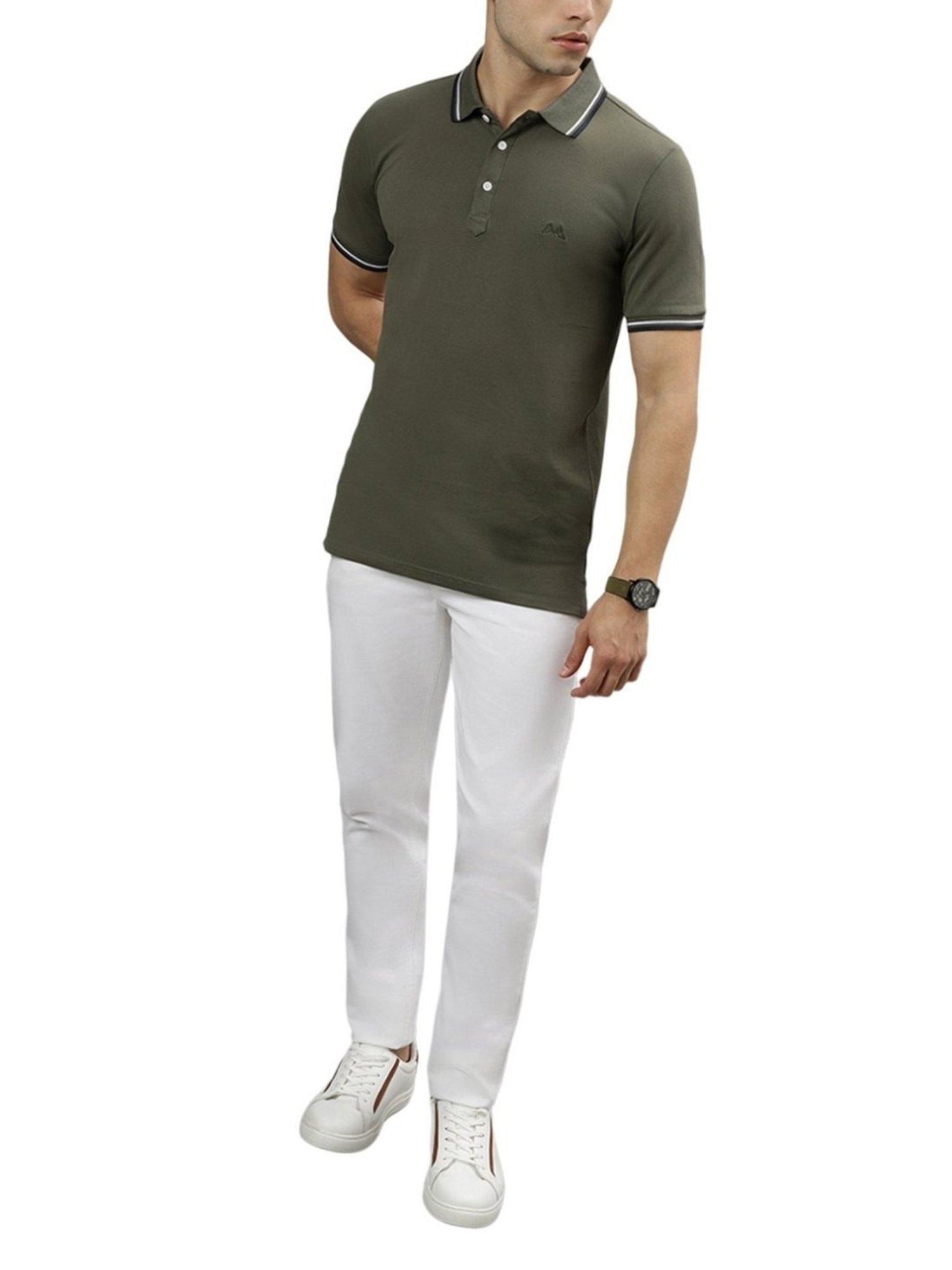 Lindbergh Green Cotton Regular Fit Polo T-Shirt