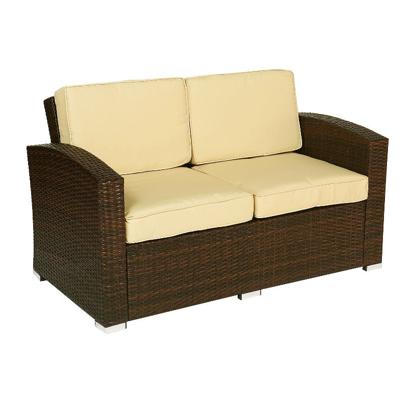 Bahia 4 Piece All Weather Wicker Seating Set Dark Brown with Beige Cushions - Thy Hom