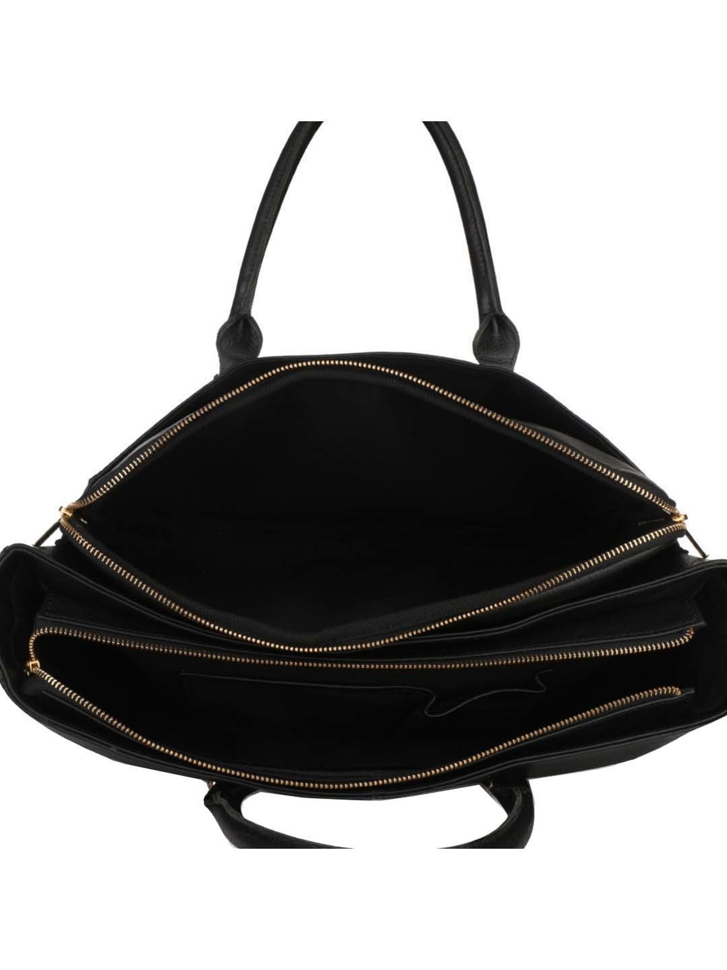 PELLE LUXUR Black Solid Medium Handbag