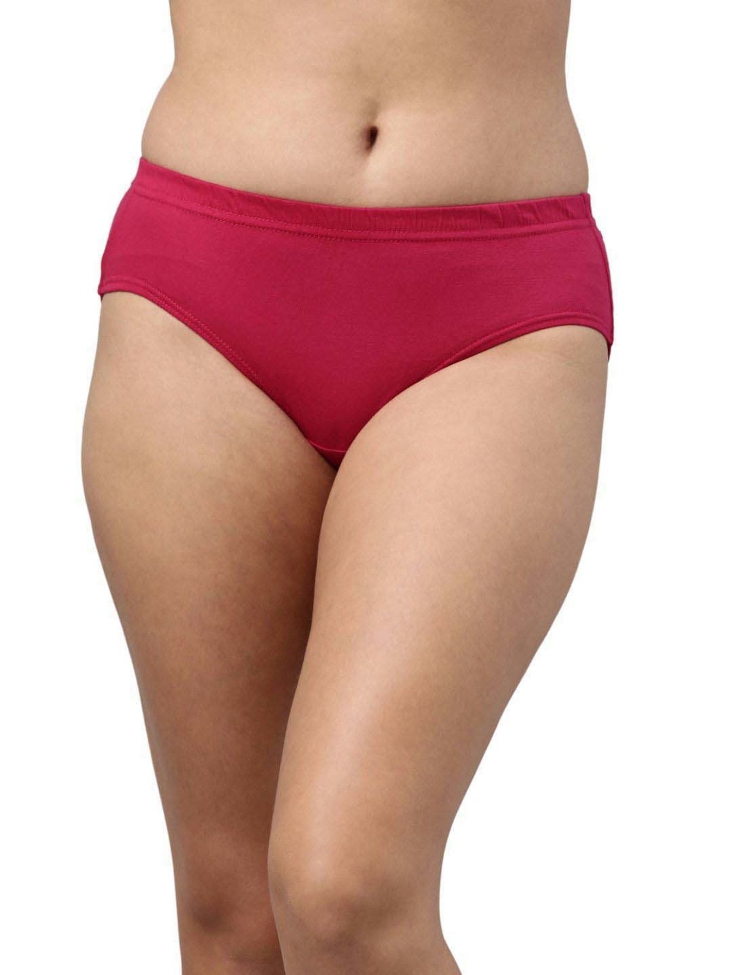 FEELINGS Red & Peach Cotton Plain Hipster Panties - Pack of 6