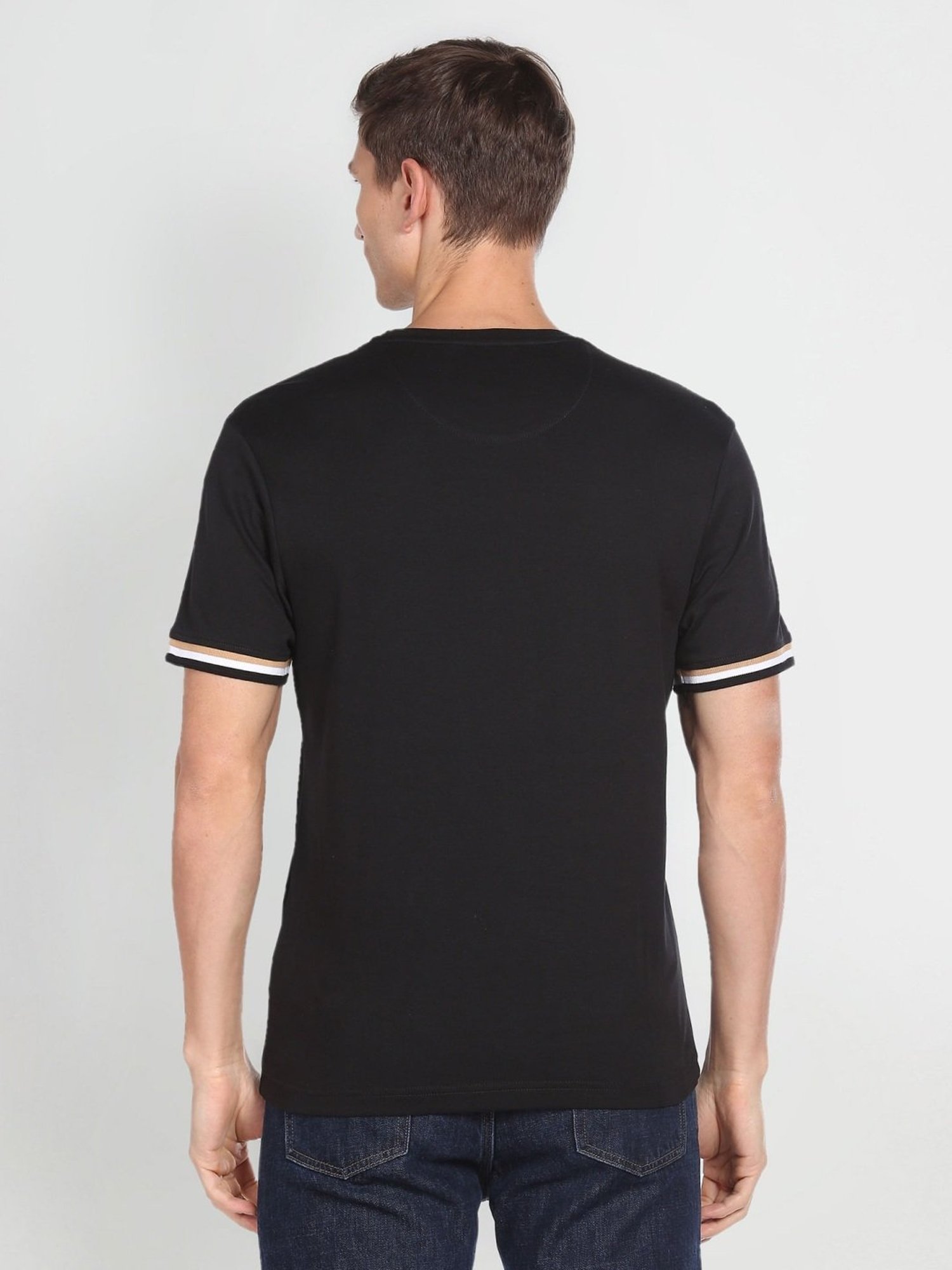 Arrow Sport Black Cotton Regular Fit T-Shirt
