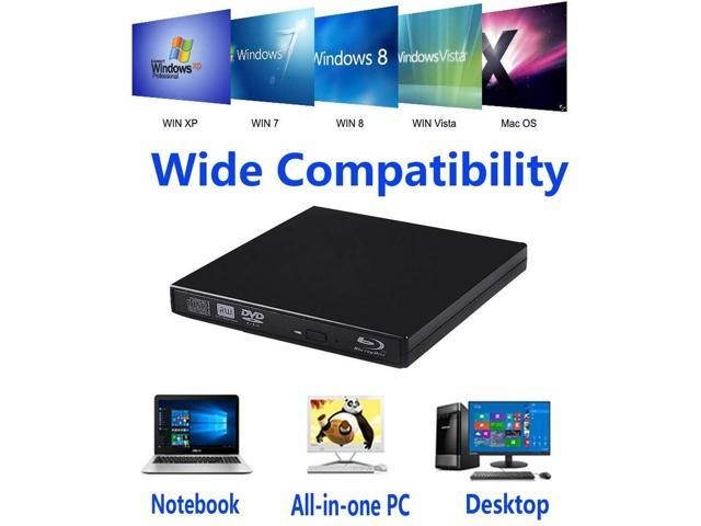 Xglysmyc USB2.0 External Blu Ray CD DVD Drive Burner,Slim Portable CD DVD RW BD-ROM Player Writer for Laptop Desktop Notebook Support Mac OS Windows XP/7/8/10 (Black)