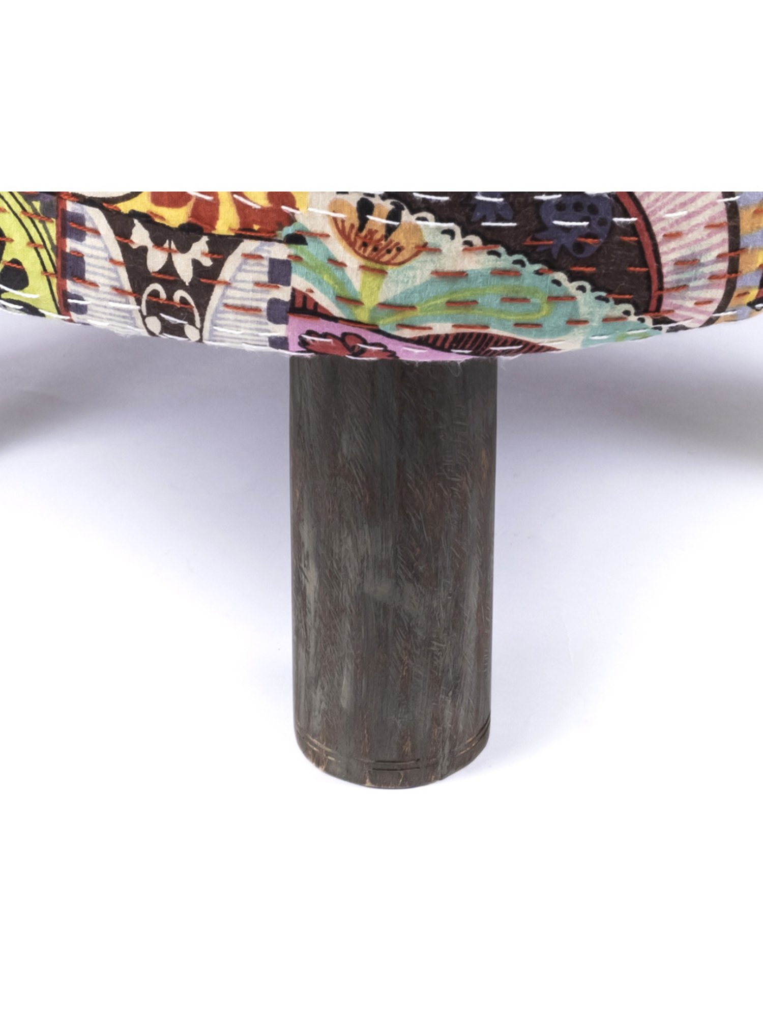 Chumbak French Sahara Solid Mustard Yellow Wood Ottoman