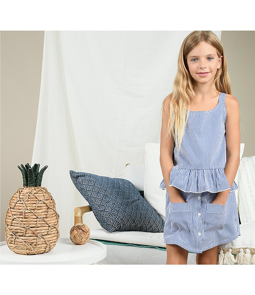 Mini Molly Big Girls 8-14 Stripe Peplum Tank Top