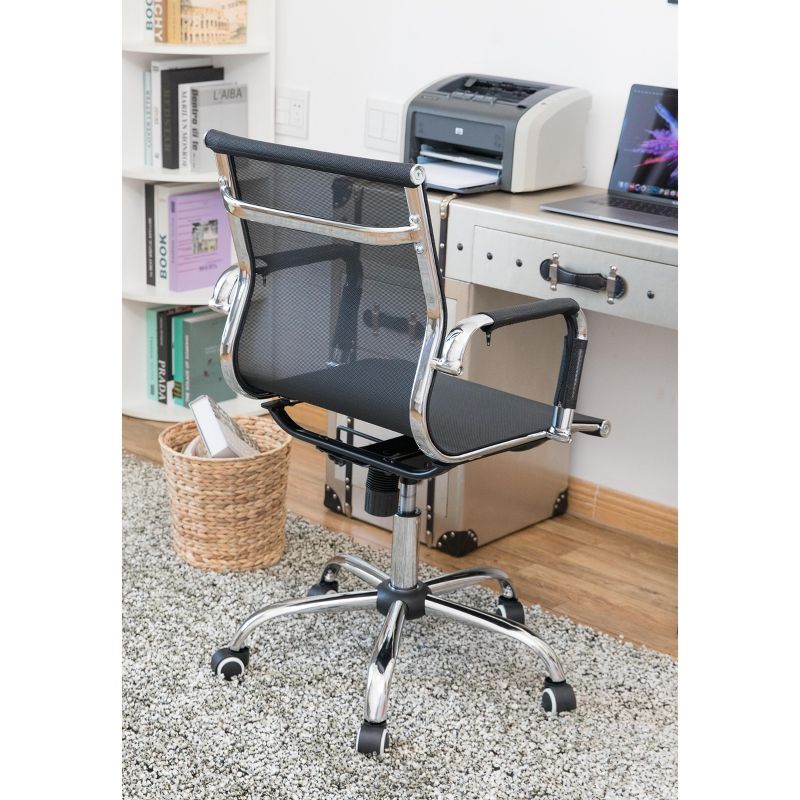 Bold Tones Mesh Swivel Office Chair with Adjustable Height and Casters, Black