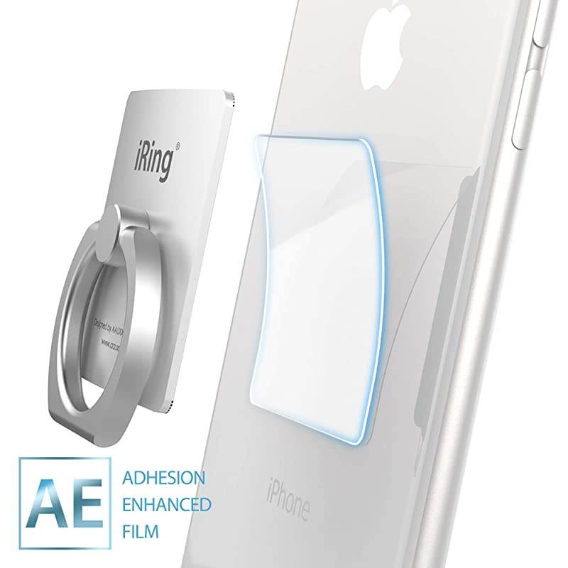 Original - Include Hook Mount for Wall or Car Cradle. AAUXX Cell Phone Ring Grip Finger Holder, Mobile Stand, Kickstand, iPhone, Android, Smartphones, Tablets. (Grey)