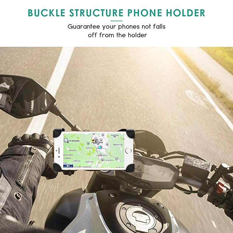 Motorcycle Phone Holder Motorcycle Motorbike Phone Mount Holder Handlebar for 3565 inch iPhone 8 7 6 6s 7Plus 5 5s Samsung Galaxy S5 S6 S7 S8 Smartphones 360 Degree Rotation Black