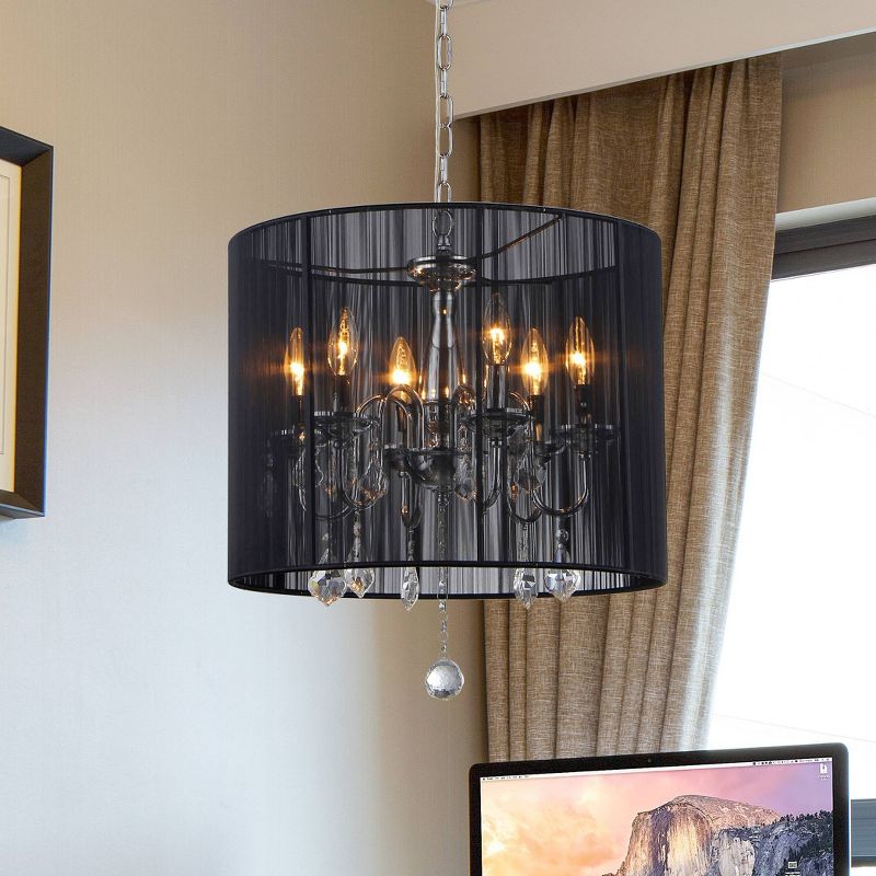 19" x 19" x 20" Inky 6 Light Chrome Chandelier Black - Warehouse of Tiffany