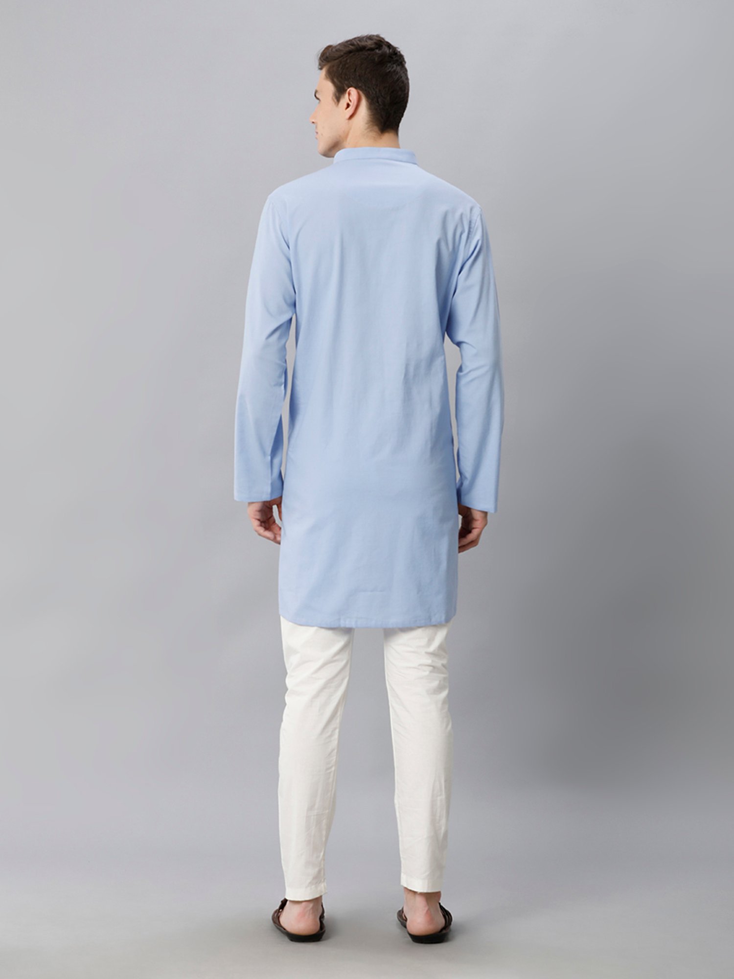 CAVALLO by Linen Club Light Blue Regular Fit Kurta