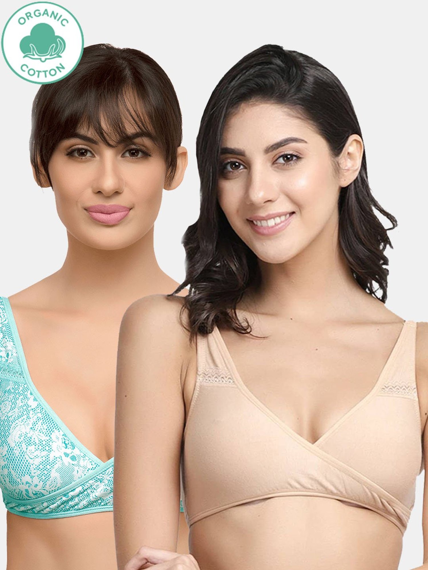 Inner Sense Multicolored Non Wired Non Padded Nursing Bra (Pack Of 2)