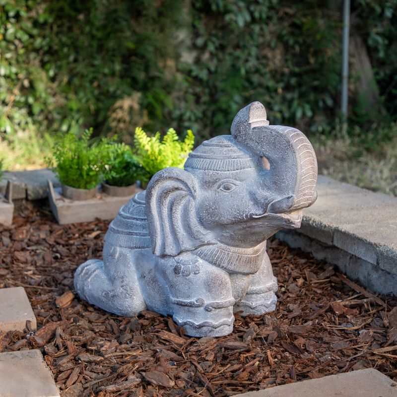 20" Kneeling Elephant Polyresin Figurine Gray - Sagebrook Home