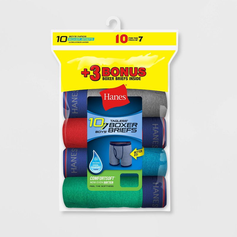 Hanes Boys' Ringer Boxer Briefs 7+3 Bonus Pack - Colors Vary XL