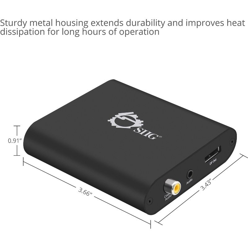 SIIG HDMI 2.0 to DisplayPort 1.2 Converter - 4Kx2K 60Hz - Functions: Signal Conversion - 3840 x 2160 - DisplayPort - USB - Audio Line Out