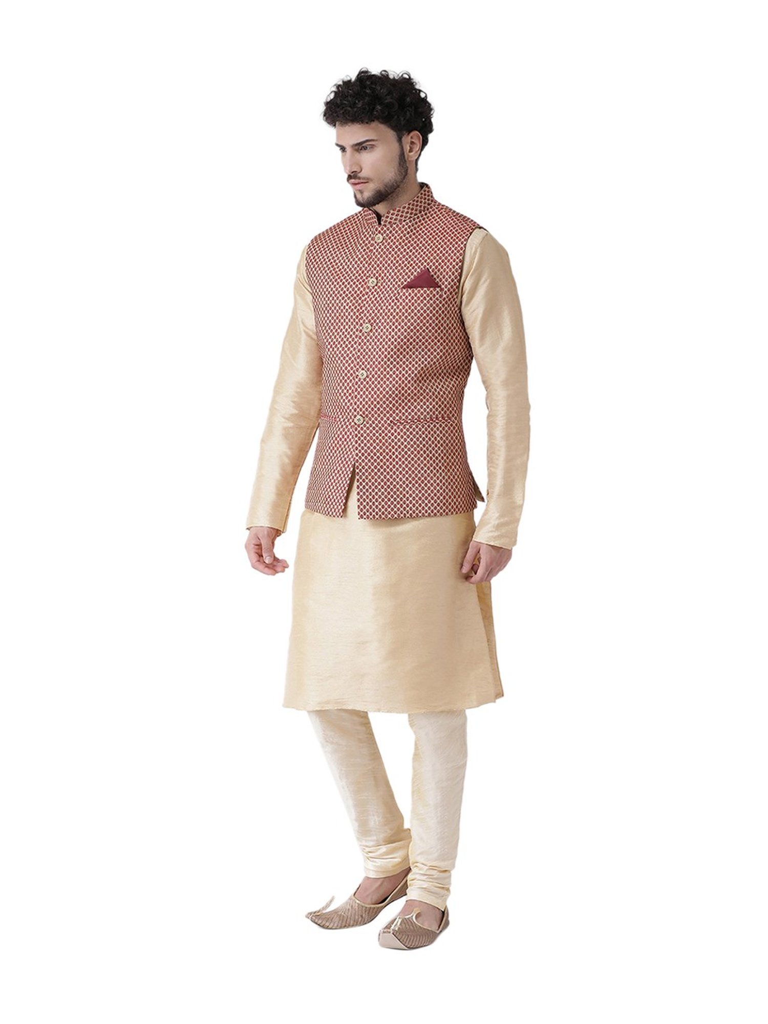 Tabard Maroon & Beige Regular Fit Suit