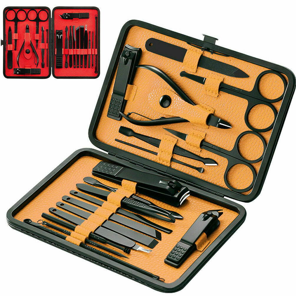 18PCS Manicure Pedicure Set Finger Toe Nail Clippers Scissors Grooming Kit Tool
