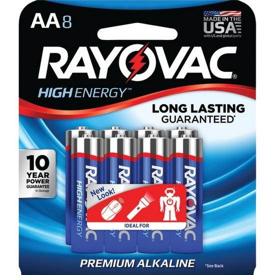 Rayovac High Energy Premium Alkaline Aa Batteries, 8/Pack 8158K