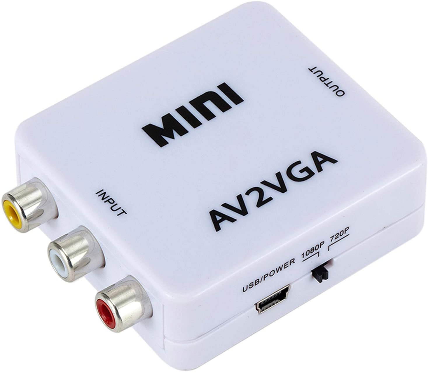 Docooler RCA to HDM I,AV to HD Converter, Audio Video Converter Mini AV2VGA Video Converter Convertor Box AV RCA CVBS to VGA Video Converter with Audio to PC HDTV Converter