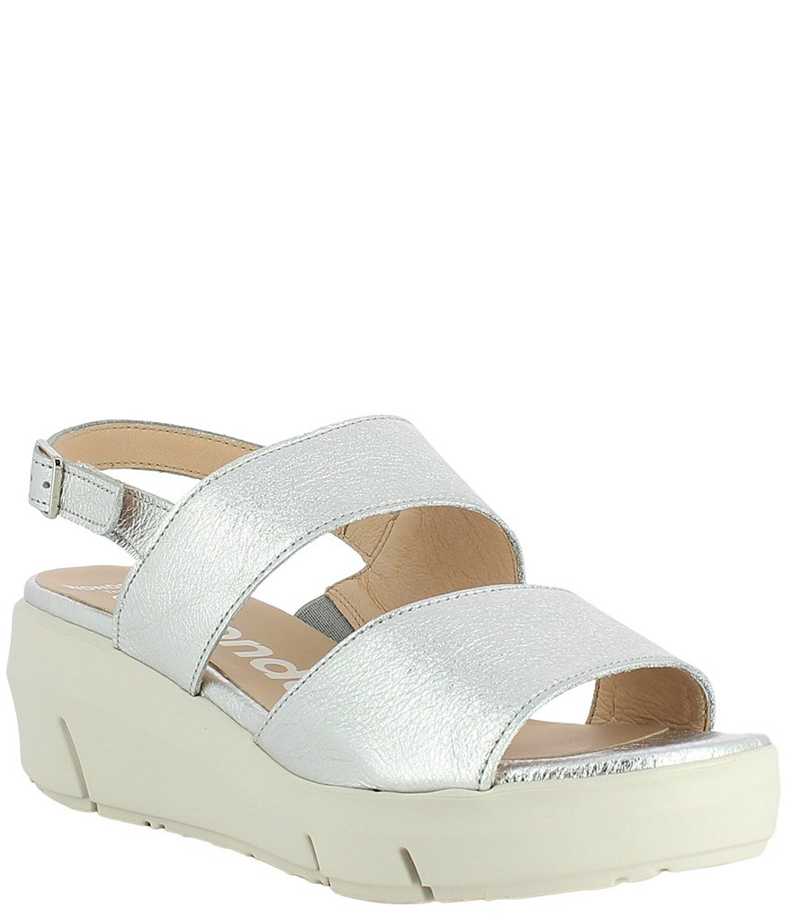 Wonders Marie Leather Platform Wedge Extra Light Sandals