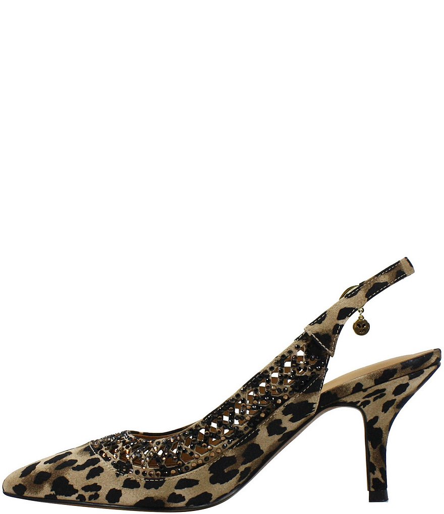 J. Renee Naiara Leopard Print Embellished Slingback Pumps