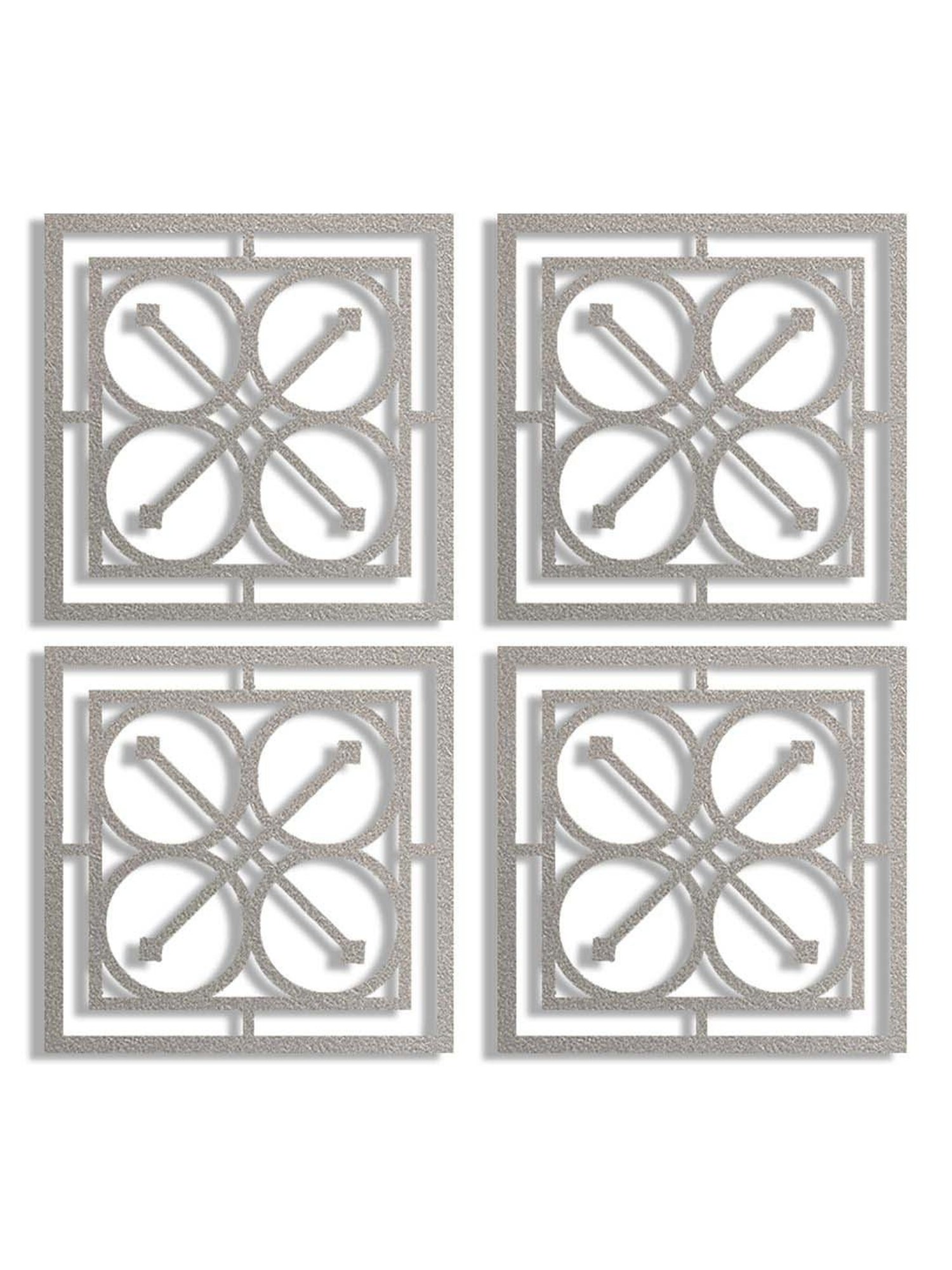 Art Street Silver Mdf Jharokha Jali Square Hanging Ornaments Wall Art - Set of 4