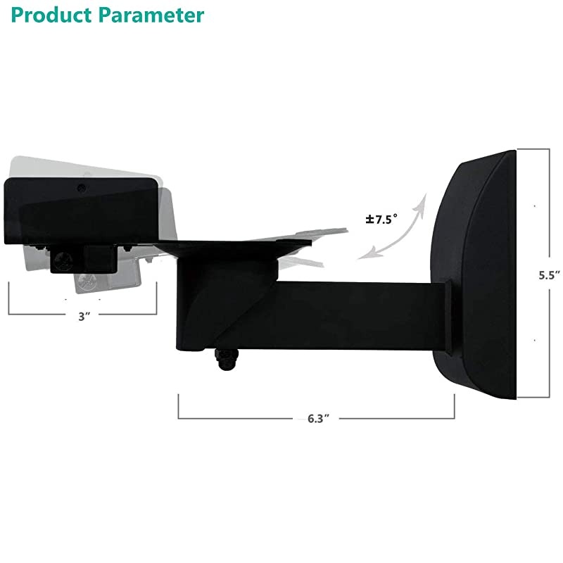 Dual Side Clamping Bookshelf Speaker Wall Mounting Bracket for Large Surrounding Sound Speakers Hold up to 55 lbs SWM201 Black