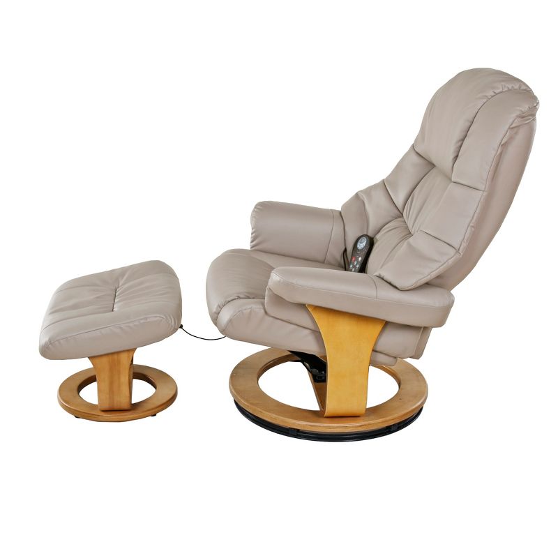 Plush 8 motor massage Leisure Recliner with Ottoman Beige - Relaxzen