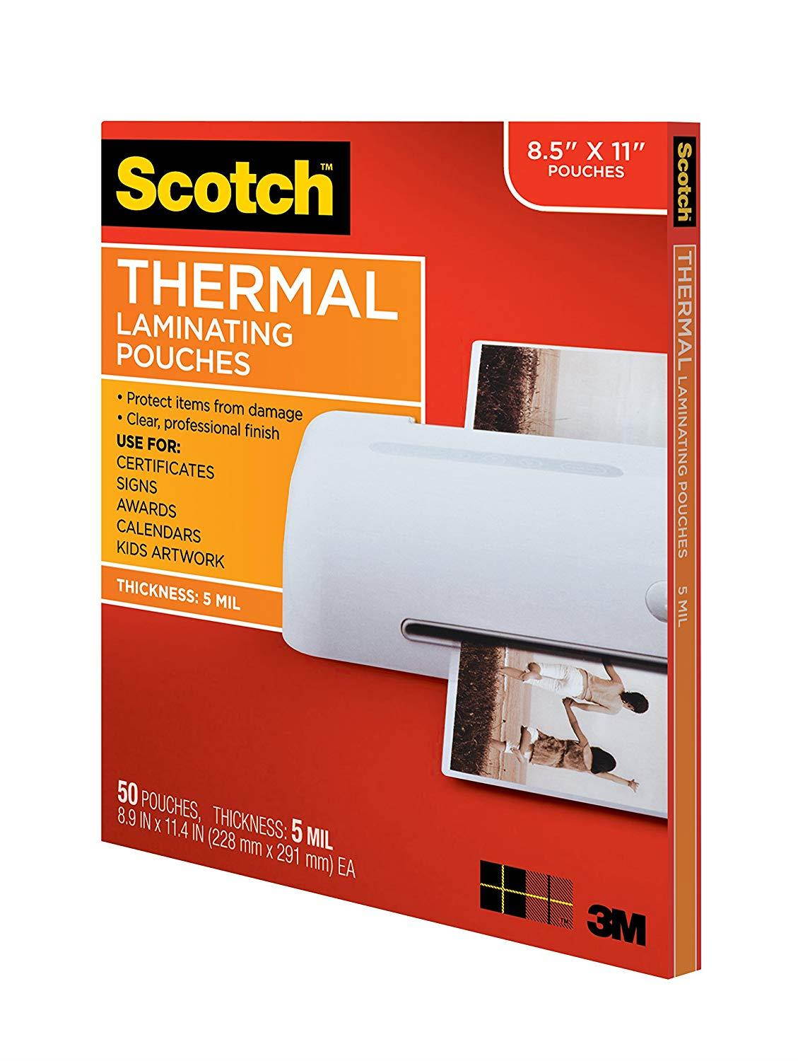 Scotch Thermal Laminating Pouches, 8.9 x 11.4-Inches, 5 mil Thick, 50-Pack (TP5854-50)