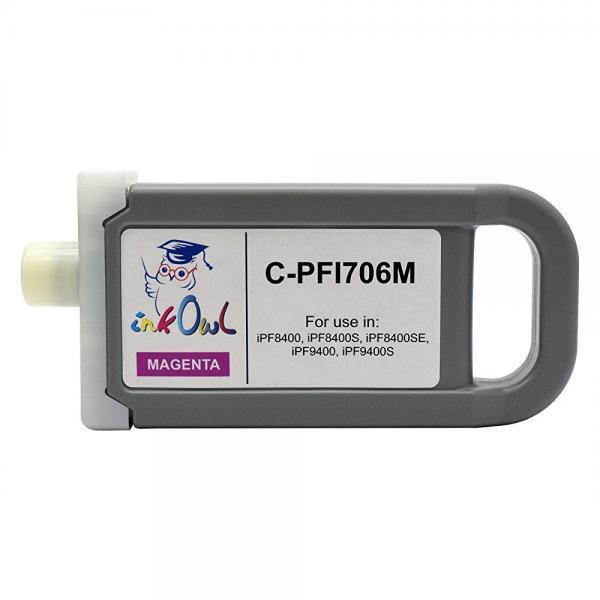InkOwl Compatible Ink Cartridge Replacement for CANON PFI-706M (700ml, Magenta) for iPF8400, iPF8400S, iPF8400SE, iPF9400, iPF9400S printers