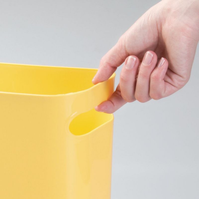 mDesign Microfiber Bathroom Accent Rug, Wastebasket Trash Can - Set of 2, Yellow