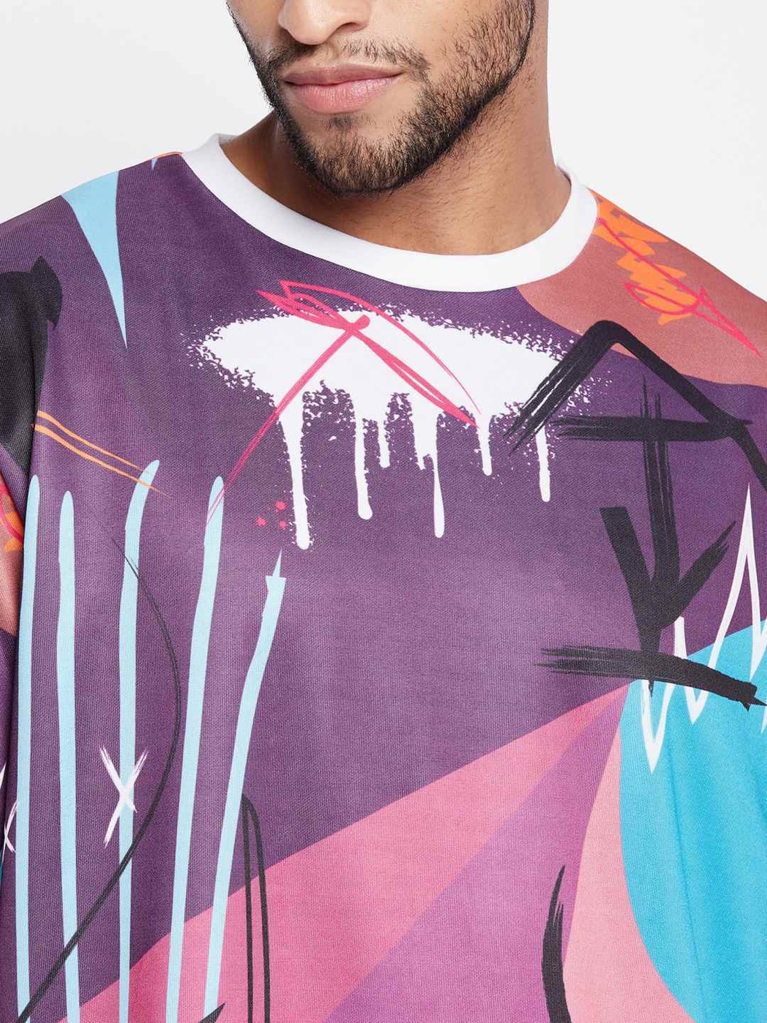 Edrio Multicolored Cotton Relaxed Fit Printed T-Shirt