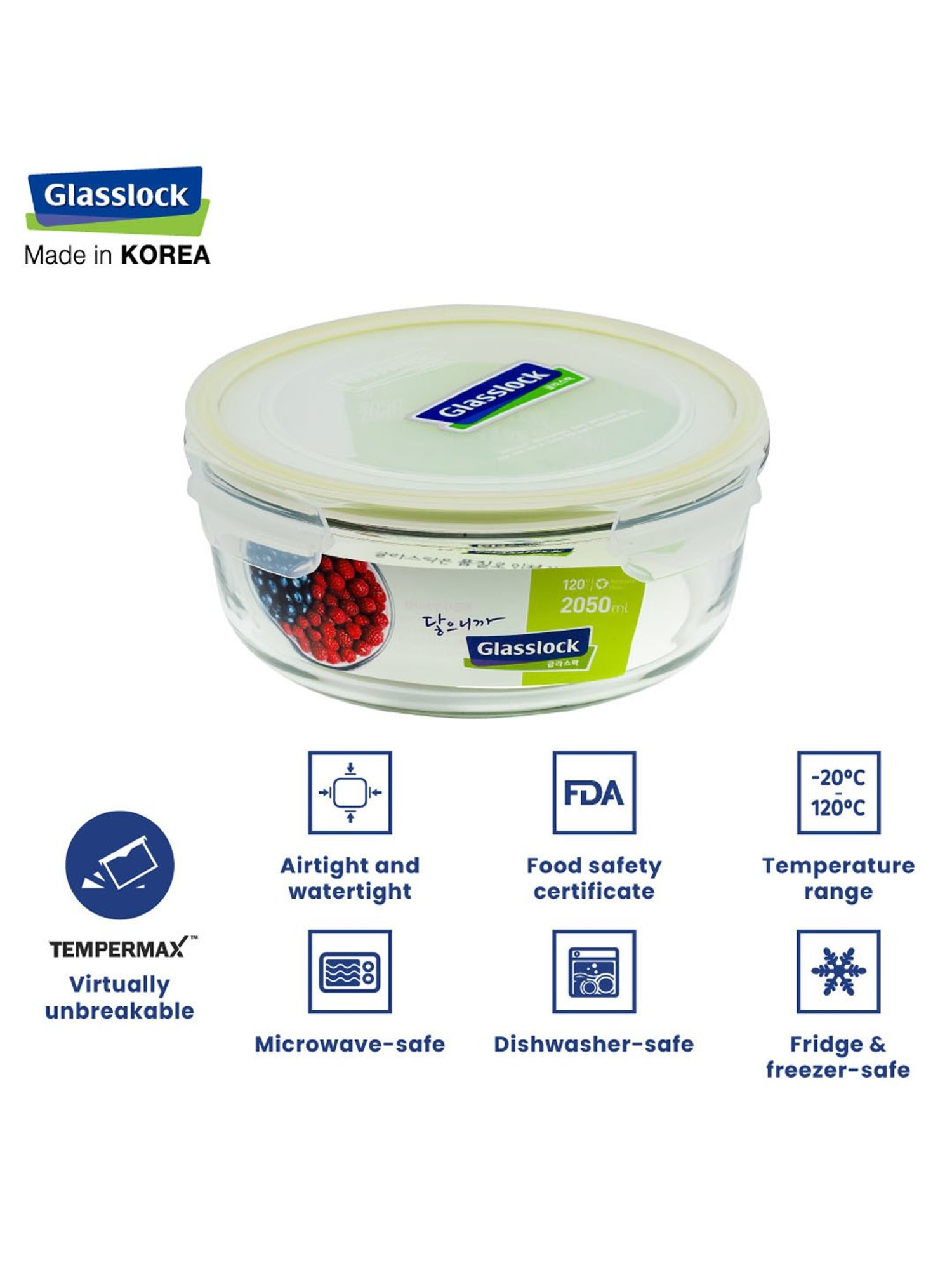 Glasslock Transparent Glass 2050 ml Jars and Container