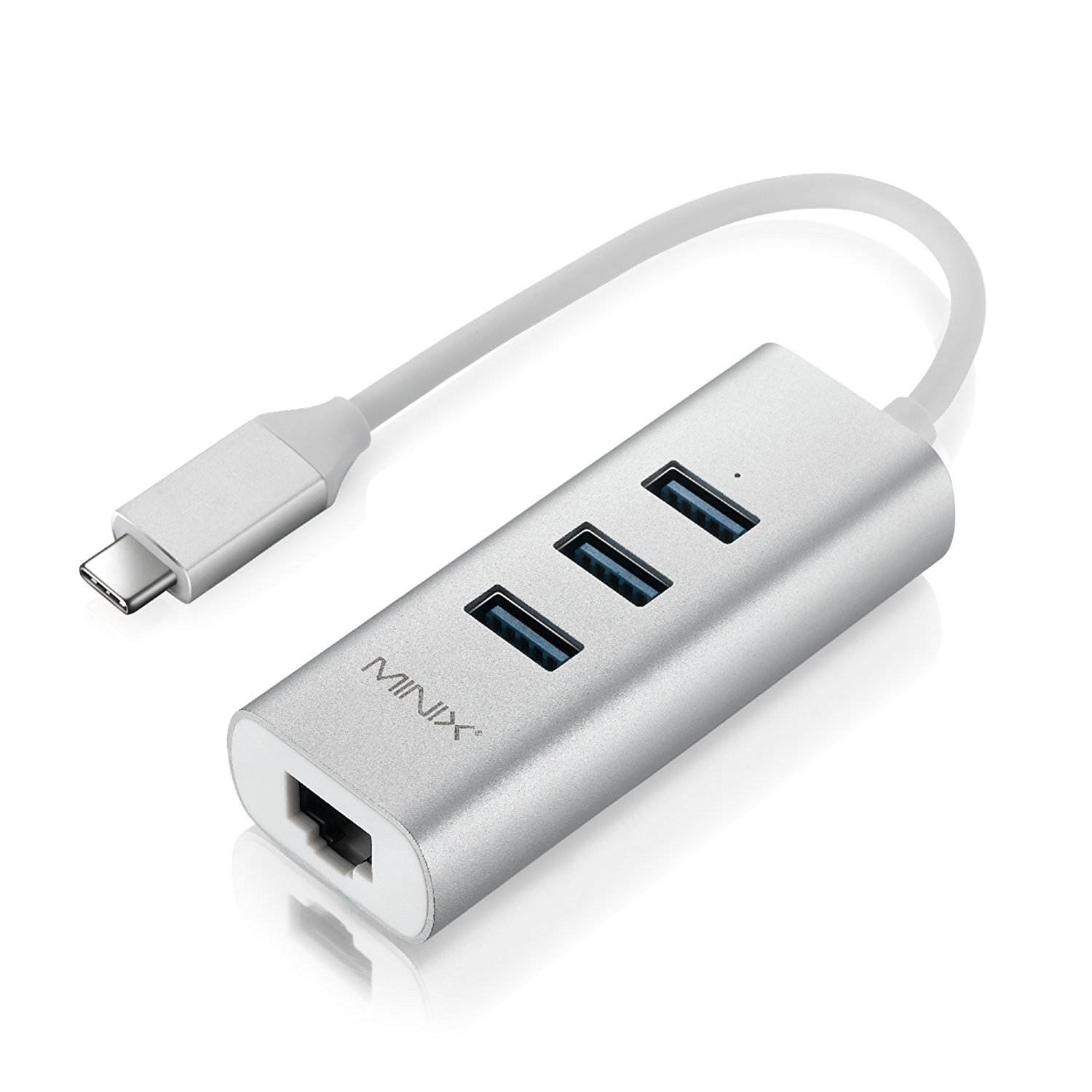 MINIX NEO C-UE, Aluminium USB-C to 3-Port USB 3.0 and Gigabit Ethernet Adapter [Universal Compatibility &ndash; Windows, Mac and Chrome OS] (Space Gray / Silver). Sold Directly by MINIX&reg; Technology Limited.