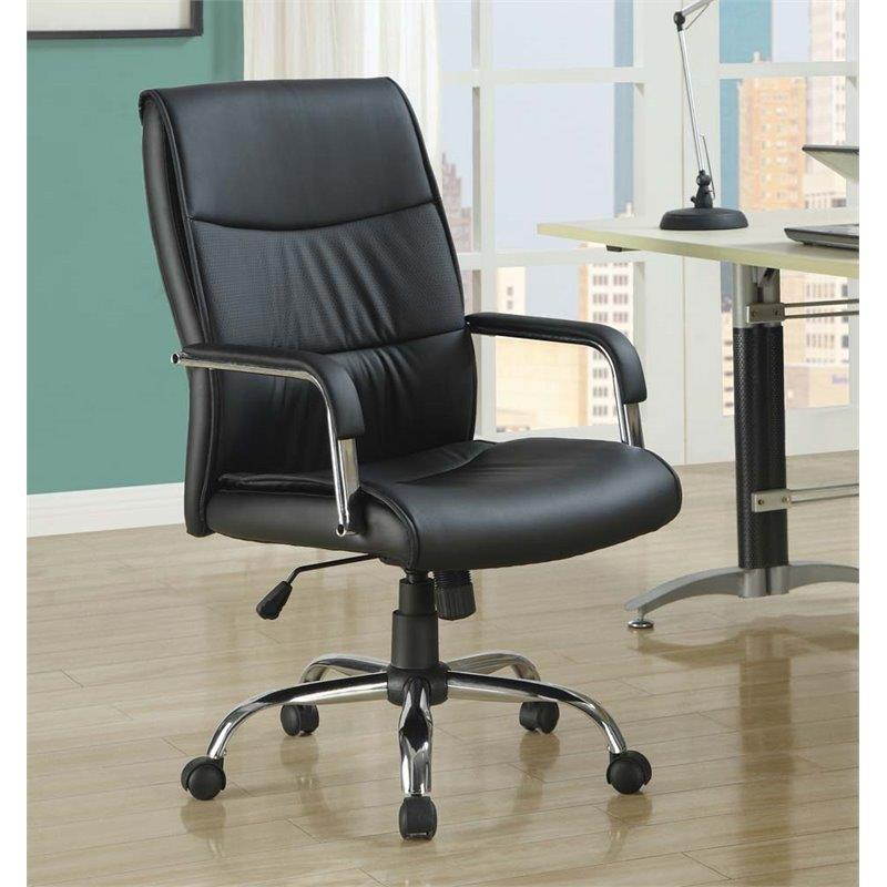 Black Leather-Look Office Chair by Monarch