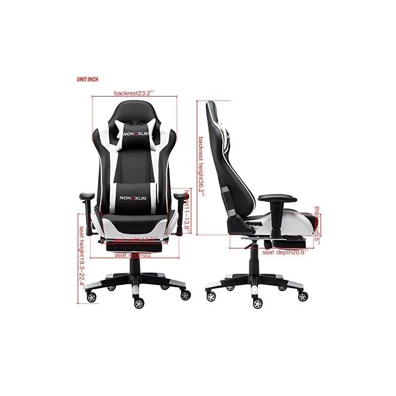 Gaming Chair Large Size High-back Ergonomic Racing Seat with Massager Lumbar Support and Retractible Footrest PU Leather 90-180 degree adjustment of backrest Thickening sponges (YK-6008-WHITE)