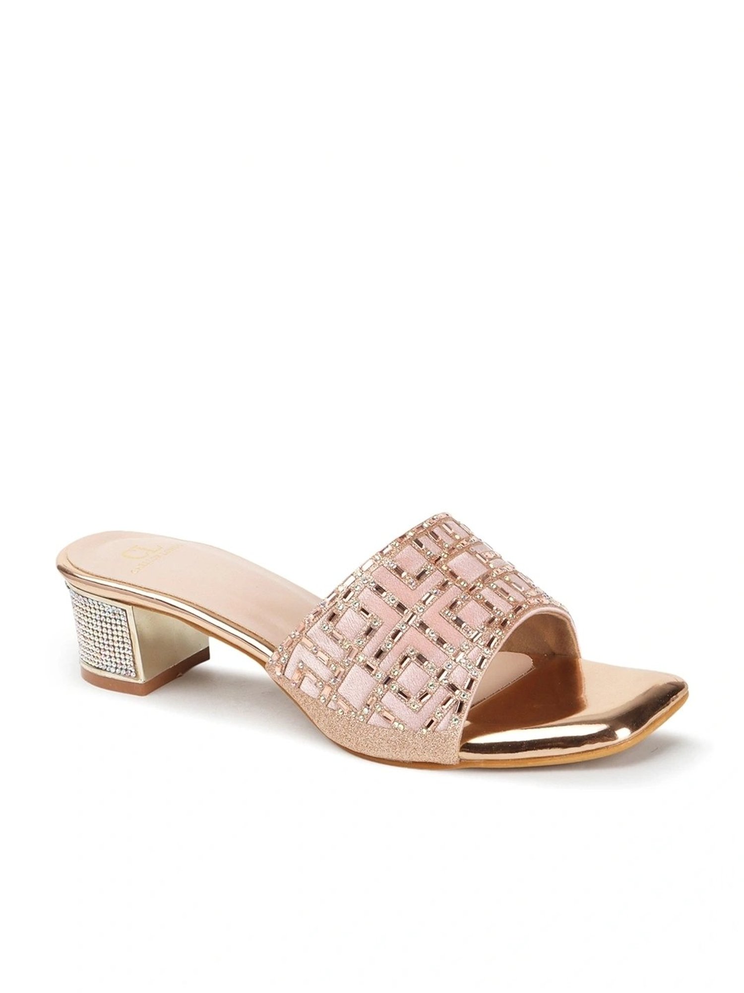 Carlton London Women's Rose Gold Ethnic Sandals