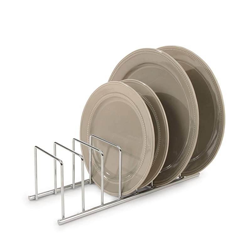Euro Kitchen Organizer for Plates Cutting Boards Bakeware Cooling Pots Pans Serving Trays Reusable Containers and Lids Holder Rack Chrome
